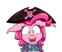 Size: 1200x1000 | Tagged: safe, artist:heir-of-rick, pinkie pie, g4, bicorne, female, hat, michael bolton, parody, pirate hat, simple background, solo, the lonely island