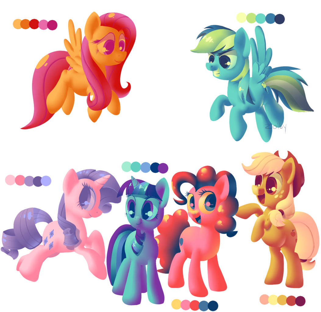 Safe Artist Zoiby Applejack Fluttershy Pinkie Pie Rainbow Dash Rarity Twilight