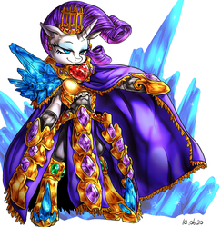 Size: 970x1000 | Tagged: safe, artist:nekubi, rarity, g4, armor, cape, clothes, female, simple background, solo