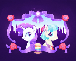 Size: 812x652 | Tagged: safe, artist:steveholt, coco pommel, rarity, g4, rainbow thread