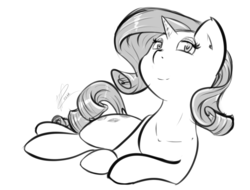 Size: 1045x795 | Tagged: safe, artist:krucification, rarity, pony, g4, bedroom eyes, female, monochrome, solo