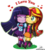 Size: 739x818 | Tagged: safe, artist:the-butch-x, sunset shimmer, twilight sparkle, equestria girls, g4, blushing, chibi, cute, duo, female, holding hands, lesbian, shimmerbetes, ship:sunsetsparkle, shipping, simple background, transparent background, twiabetes, walking