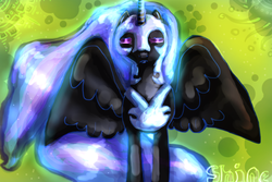 Size: 900x600 | Tagged: safe, artist:pinkietane, nightmare moon, g4, female, solo