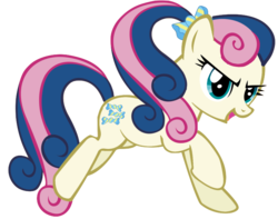 Size: 756x597 | Tagged: safe, artist:colorblindbrony, artist:winxflorabloomroxy, bon bon, sweetie drops, g4, alternate hairstyle, female, ponytail, simple background, solo, transparent background, vector