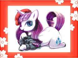 Size: 320x240 | Tagged: safe, artist:usappy-barkhaward, rarity, pony, unicorn, g4, 3ds, beatnik rarity, beret, clothes, female, hat, solo