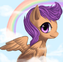 Size: 922x912 | Tagged: safe, artist:sharktuna, scootaloo, g4, female, rainbow, solo