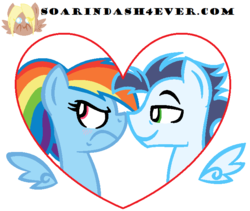 Size: 678x572 | Tagged: safe, artist:soarindash4ever, rainbow dash, soarin', g4, blushing, female, heart, male, ship:soarindash, shipping, straight, wings