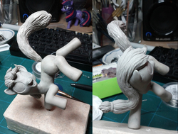 Size: 2877x2176 | Tagged: safe, artist:atryl, artist:the-lag-master, applejack, g4, action pose, craft, high res, irl, sculpture, solo, wip