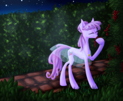 Size: 2500x2037 | Tagged: safe, artist:holka13, berry punch, berryshine, g4, female, garden, high res, night, solo