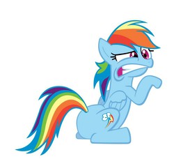 Size: 936x854 | Tagged: safe, artist:dantesgrill, rainbow dash, pegasus, pony, g4, butt, cute, dashabetes, female, frown, gritted teeth, hooves, mare, plot, raised eyebrow, simple background, sitting, solo, teeth, vector, white background, wings