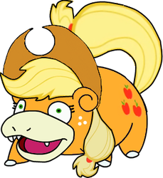 Size: 275x300 | Tagged: safe, applejack, slowpoke (pokémon), g4, female, pokémon, simple background, solo, species swap