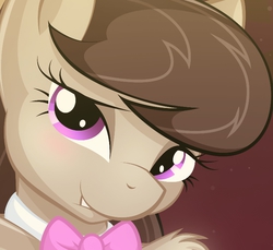 Size: 737x676 | Tagged: safe, artist:whitmaverick, edit, octavia melody, earth pony, pony, g4, bedroom eyes, bow, bowtie, cropped, explicit source, female, lip bite, looking at you, shoulder fluff, solo