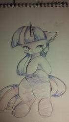 Size: 1023x1820 | Tagged: safe, artist:tenmusfox, twilight sparkle, g4, female, simple background, solo, traditional art