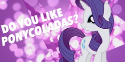 Size: 2048x1024 | Tagged: safe, artist:ponycolada, artist:rainbowsheep2, rarity, pony, unicorn, g4, bubble, escape, female, mare, question, rupert holmes, solo, song reference, text, vector, wallpaper