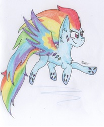 Size: 1960x2376 | Tagged: safe, artist:valebrony, rainbow dash, g4, female, rainbow power, solo, traditional art