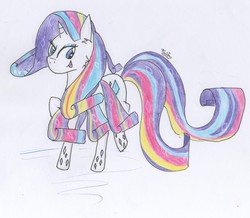 Size: 2524x2202 | Tagged: safe, artist:valebrony, rarity, g4, female, high res, rainbow power, solo, traditional art