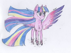 Size: 2607x1945 | Tagged: safe, artist:valebrony, twilight sparkle, alicorn, pony, g4, female, mare, rainbow power, solo, traditional art, twilight sparkle (alicorn)