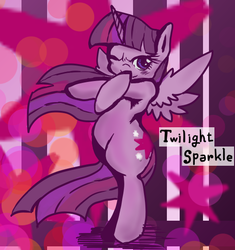 Size: 514x546 | Tagged: safe, artist:doubt, twilight sparkle, alicorn, pony, g4, bipedal, female, mare, solo, twilight sparkle (alicorn), wink