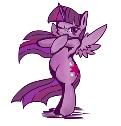 Size: 554x576 | Tagged: safe, artist:doubt, twilight sparkle, alicorn, pony, g4, bipedal, female, mare, solo, twilight sparkle (alicorn), wink