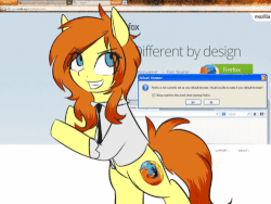 Size: 500x375 | Tagged: safe, artist:sugarberry, oc, oc only, oc:firefox, pony, animated, ask-firefox, bipedal, browser ponies, dancing, firefox, microsoft windows, ponified, solo, windows xp