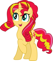 Size: 3000x3407 | Tagged: safe, artist:theshadowstone, sunset shimmer, pony, unicorn, g4, alternate hairstyle, female, high res, simple background, solo, transparent background, vector