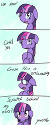 Size: 800x2000 | Tagged: source needed, useless source url, safe, artist:storyteller, twilight sparkle, pony, g4, blushing, bronybait, comic, cute, ear scratch, female, floppy ears, solo, talking to viewer, twiabetes