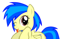 Size: 1525x794 | Tagged: safe, oc, oc only, oc:silvia windmane, pegasus, pony, :p, cute, looking at you, pegasus oc, simple background, smiling, solo, tongue out, transparent background, vector, wink