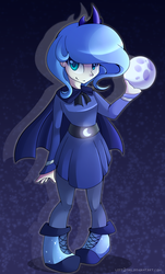 Size: 1044x1730 | Tagged: safe, artist:drawntildawn, princess luna, human, g4, cape, clothes, female, humanized, moon, s1 luna, solo, tangible heavenly object