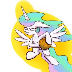 Size: 1000x1000 | Tagged: safe, artist:heir-of-rick, princess celestia, g4, basketball, female, impossibly large ears, solo