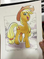 Size: 768x1024 | Tagged: safe, artist:tony fleecs, applejack, g4, female, solo, traditional art