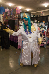 Size: 720x1080 | Tagged: artist needed, safe, princess celestia, human, g4, 2014, clothes, convention, cosplay, fanimecon, gloves, irl, irl human, photo, prince solaris, rule 63, solo