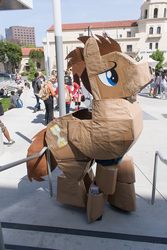 Size: 720x1080 | Tagged: artist needed, safe, doctor whooves, time turner, human, g4, 2014, convention, cosplay, fanimecon, irl, irl human, low-poly, photo, ponysuit, quadsuit