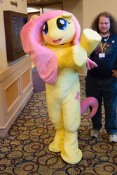 Size: 3731x5590 | Tagged: safe, artist:lemonkylie, fluttershy, human, g4, babscon, cosplay, fursuit, irl, irl human, photo