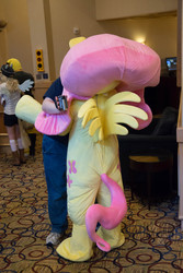 Size: 4476x6707 | Tagged: safe, artist:lemonkylie, fluttershy, human, g4, absurd resolution, babscon, cosplay, fursuit, irl, irl human, palindrome get, photo