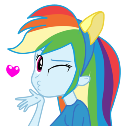 Size: 834x859 | Tagged: safe, artist:gioku, rainbow dash, equestria girls, g4, blowing a kiss, clothes, duckface, female, heart, kissing, looking at you, one eye closed, simple background, solo, transparent background, vector