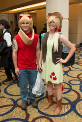 Size: 3037x4550 | Tagged: safe, applejack, big macintosh, human, g4, babscon, cosplay, irl, irl human, photo