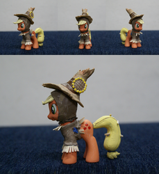 Size: 1808x1976 | Tagged: safe, artist:azurevine, applejack, g4, clothes, costume, customized toy, irl, nightmare night, nightmare night costume, scarecrow, solo