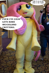 Size: 683x1024 | Tagged: safe, artist:lemonkylie, edit, fluttershy, human, g4, cosplay, fursuit, irl, irl human, photo