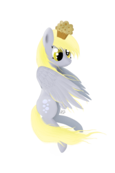 Size: 1000x1500 | Tagged: safe, artist:goforgold, derpy hooves, pegasus, pony, g4, female, flying, muffin, solo