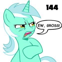 Size: 945x945 | Tagged: safe, artist:megasweet, lyra heartstrings, g4, 144, ew gay, exploitable meme, female, gross, meme, numbers, pun, solo