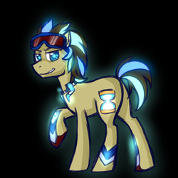 Size: 750x750 | Tagged: safe, artist:jitterbugjive, doctor whooves, time turner, oc, oc:neosurgeon, lovestruck derpy, g4, black background, blind bag, male, rainbow power, rainbow power-ified, simple background, solo, toy