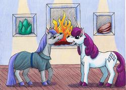 Size: 1781x1275 | Tagged: safe, artist:lady-kl, maud pie, rarity, g4, traditional art