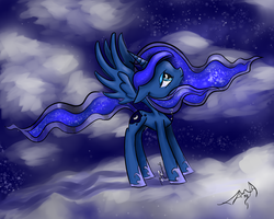 Size: 1280x1024 | Tagged: safe, artist:dueswals, princess luna, g4, cloud, cloudy, female, night, solo