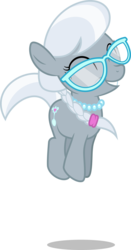 Size: 4945x9417 | Tagged: safe, artist:gezawatt, silver spoon, g4, twilight time, absurd resolution, cute, eyes closed, female, glasses, grin, jumping, necklace, pronking, silverbetes, simple background, smiling, solo, transparent background, vector