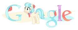 Size: 1800x700 | Tagged: safe, artist:thepatrollpl, coco pommel, g4, customized toy, female, google, logo, solo, theme