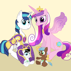 Size: 1500x1500 | Tagged: safe, artist:stargrazer, princess cadance, shining armor, oc, pony, g4, baby, baby pony, children, diaper, foal