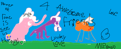 Size: 1343x548 | Tagged: safe, applejack, pinkie pie, twilight sparkle, g4, 1000 hours in ms paint, freedom, love, ms paint