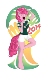 Size: 789x1200 | Tagged: safe, artist:iluvhalo, pinkie pie, earth pony, anthro, g4, female, fifa, football, mexico, solo, world cup, world cup 2014