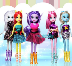 Size: 582x534 | Tagged: safe, fluttershy, pinkie pie, rainbow dash, rarity, sunset shimmer, twilight sparkle, equestria girls, g4, bootleg, doll, female, irl, photo, ponied up, toy