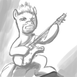 Size: 900x900 | Tagged: safe, artist:johnjoseco, pony, dream theater, grayscale, guitar, john petrucci, monochrome, ponified, solo